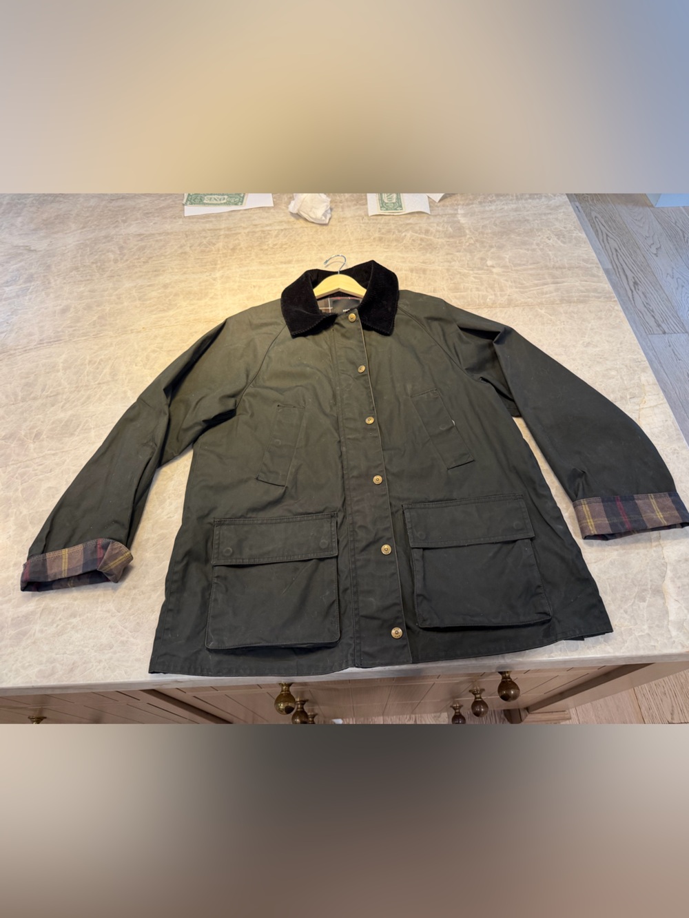Dark green Mango Wax Barn Jacket, size S